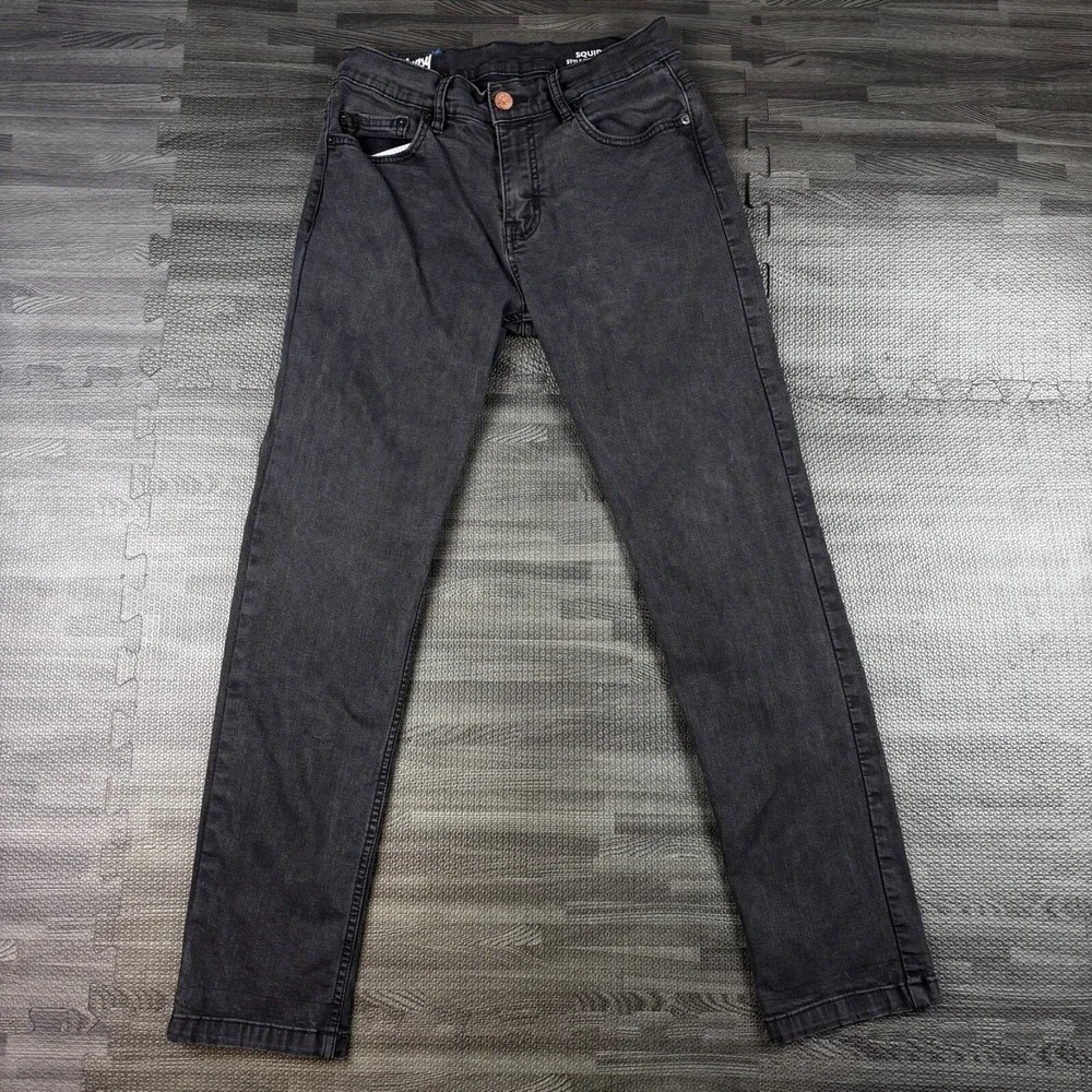 Mugsy Jeans Mens 30x30 (fits 30x29) Black Squid Inks Stretch Slim Straight Denim